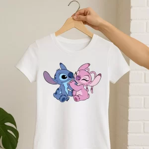 Camisa Feminina Baby Look Stitch e Angel
