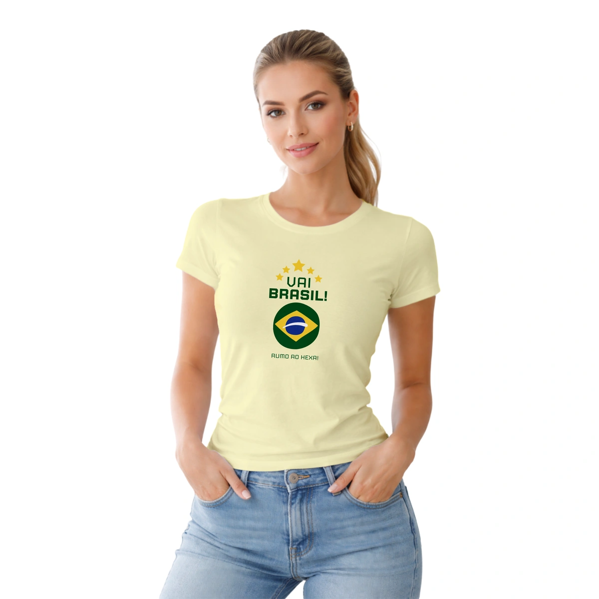 Camisa Feminina Baby Look Vai Brasil - Imagem 23