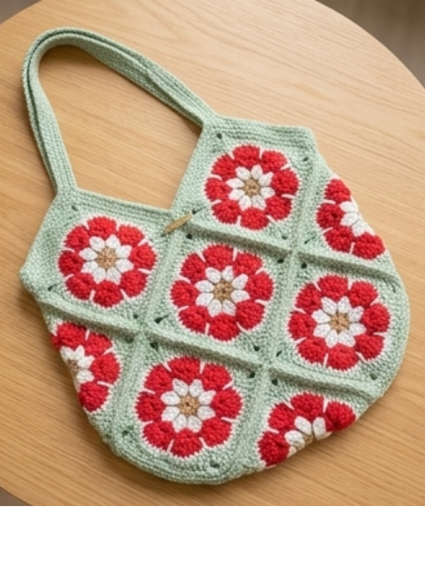 Bolsa Crochê Feminina 36cm Verde - Imagem 3